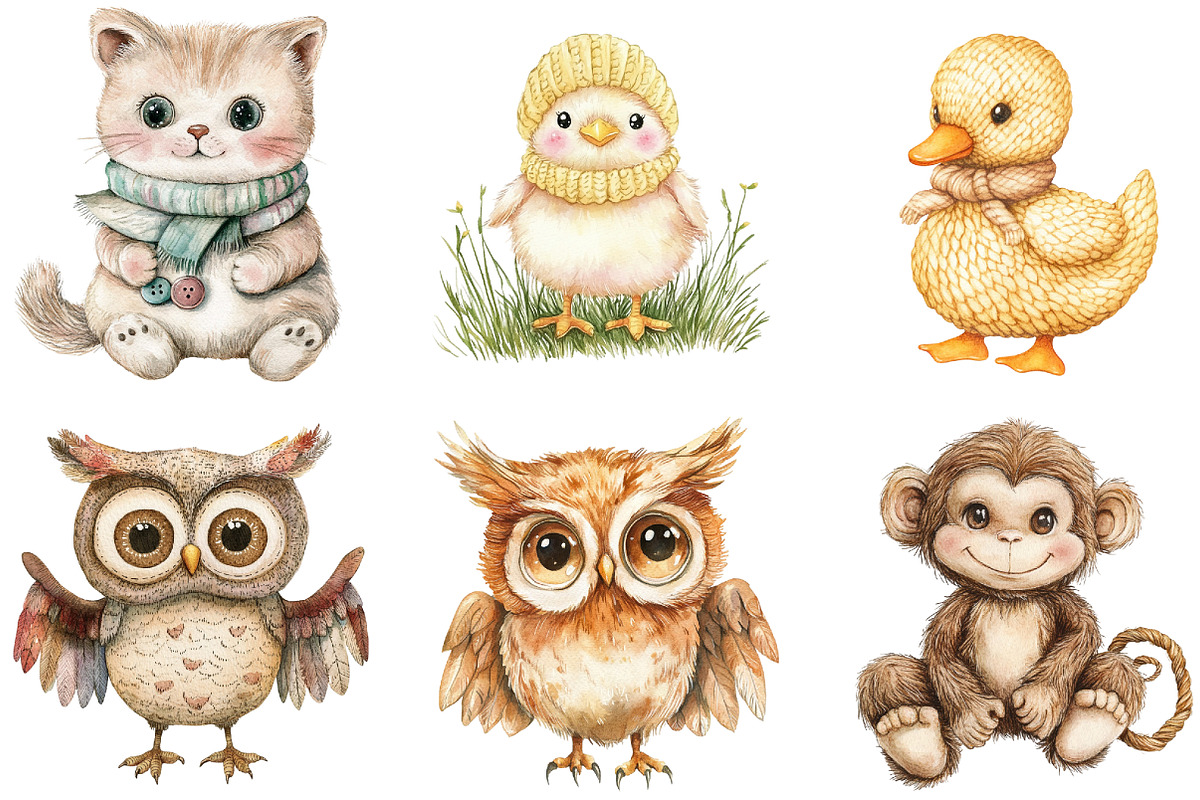 Vintage Knitted Plush Baby Animals, a Seasonal Illustration by DreamArtGraphic (Photo 3 of 4)