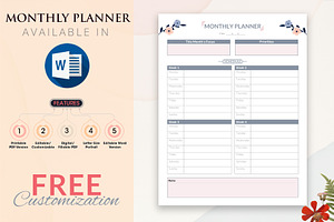 Monthly Planner - Word & Digital PDF