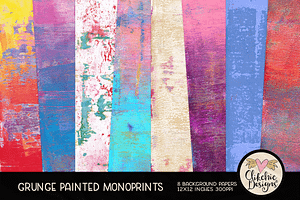 Grunge Painted Monoprint Backgrounds