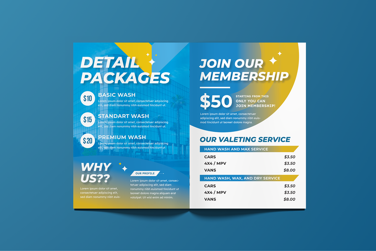 Car Wash Business Bifold Brochure, a Brochure Template by MMPixelCraft (Photo 2 of 4)