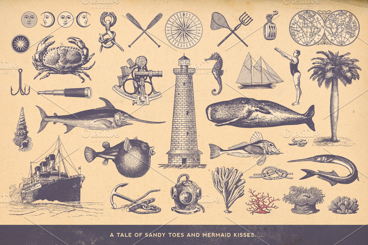 SALE! 100 Nautical Illustrations, an Object Illustration by Anja Kaiser (Photo 2 of 4)