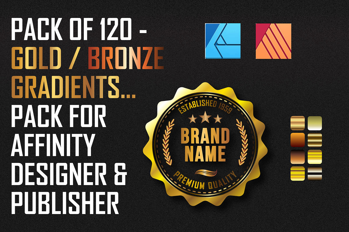 Gold Gradients For Affinity, a Gradient Add-On by Design Art Studio (Photo 1 of 3)