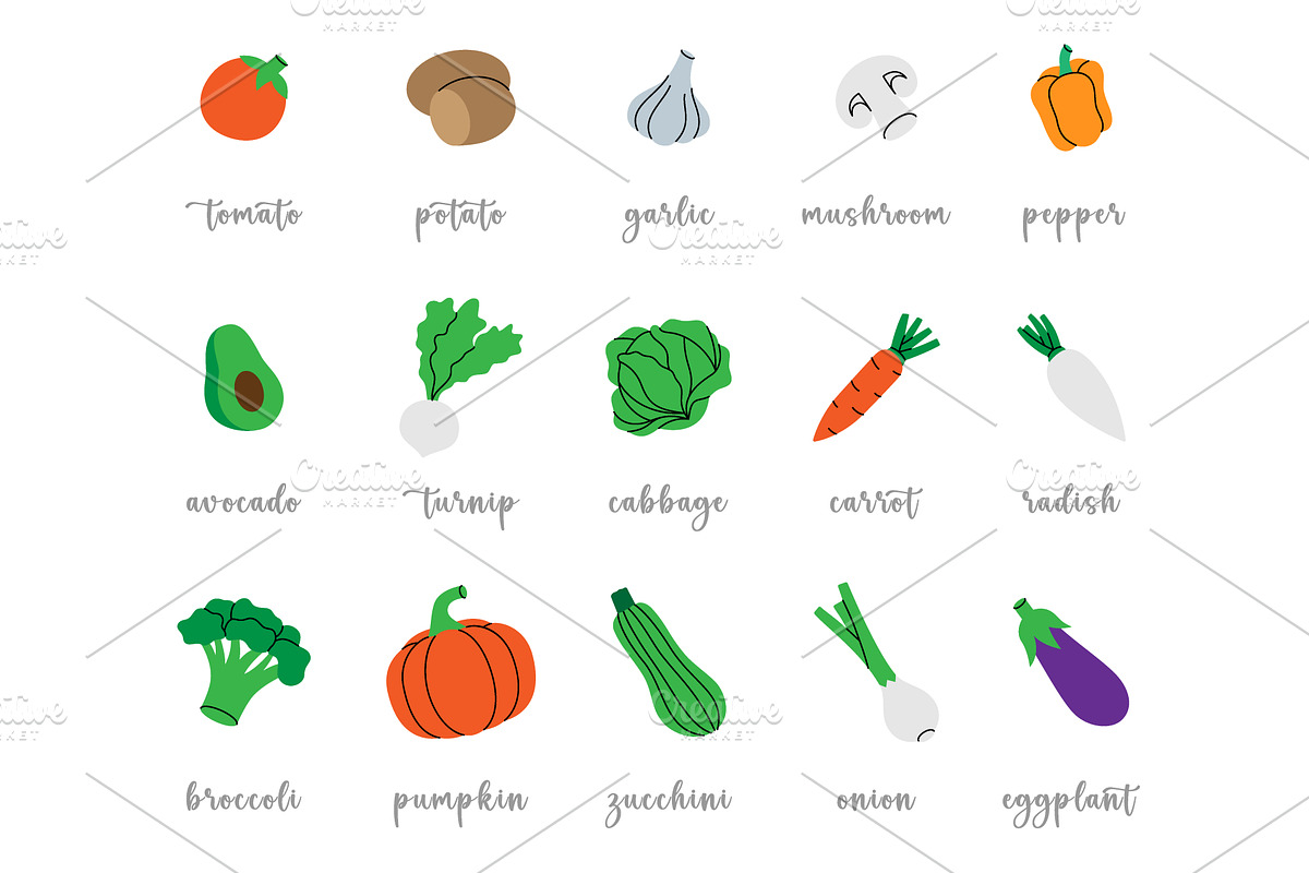 Fresh vegetables set. Chili pepper, a Food Illustration by GraphiShop
