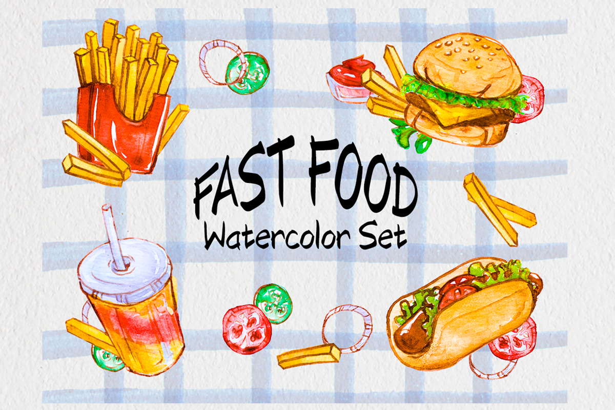 Watercolor Fast Food, a Food Illustration by Anna Faun (Photo 1 of 3)
