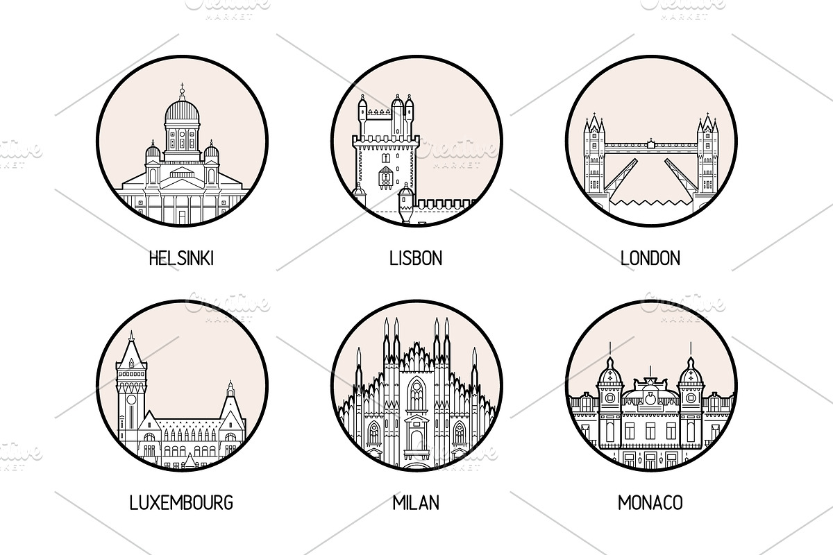Icons of 30 European cities, a Work Illustration by TheMountBirdStudio (Photo 5 of 9)