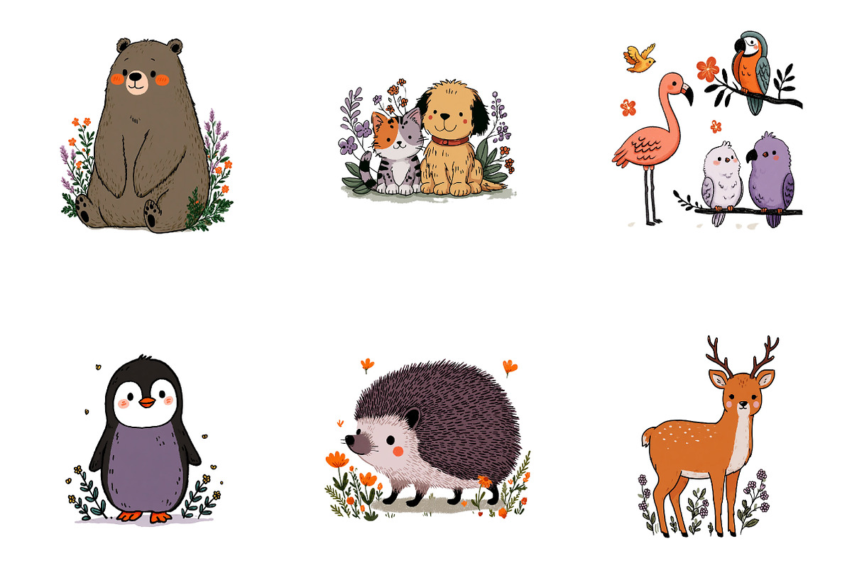 Cute Animals Clipart Bundle, a Seasonal Illustration by CreationArt (Photo 6 of 7)
