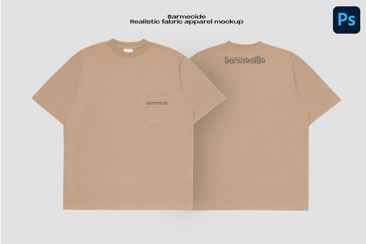 BOXY FIT POCKET T-SHIRT MOCKUP, a Shirt Mockup by Barmecide Mockup Studio (Photo 1 of 3)