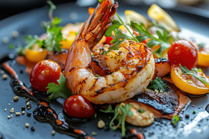Grilled Shrimp Salad Gourmet Dish De, a Food & Drink Photo by Pixeness Studio