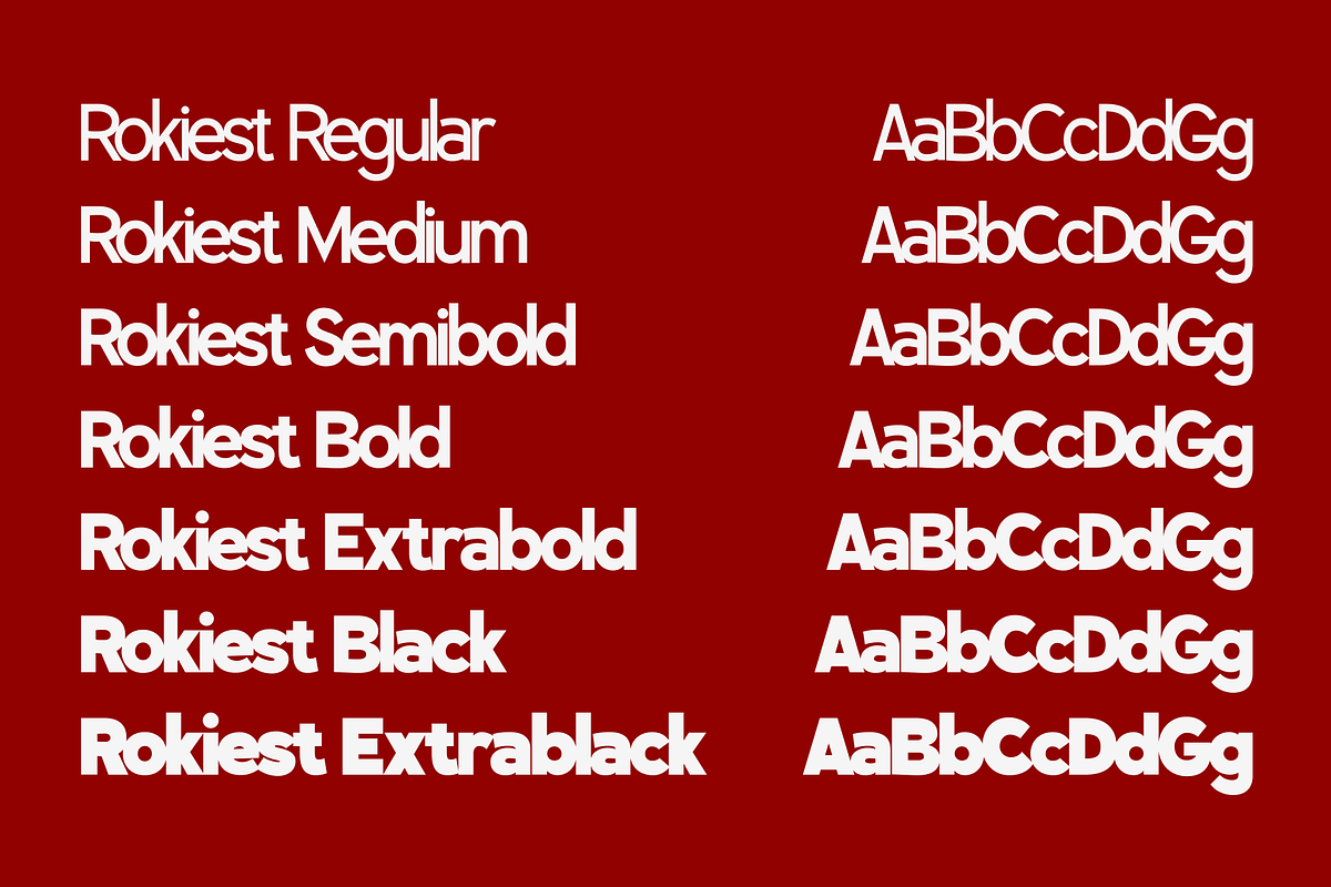 Rokiest Complete Family, a Sans Serif Font by Fitrah Type (Photo 4 of 15)