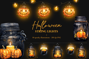 Halloween String Light PNG Overlays