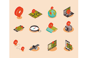 gps navigation icons pack, a Technology Illustration by studiogstock