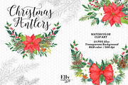 Watercolor Christmas Antler Clipart, a Decorative Illustration by Elly Studio (Thumbnail 5 of 7)