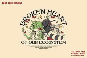 Heartbroken Frog and Mosquito Mascot