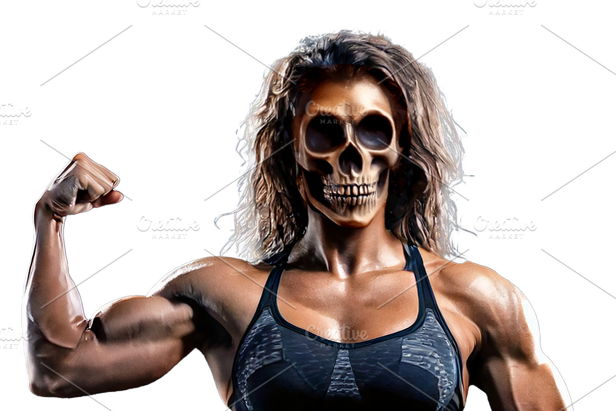 Bodybuilder man posing set against a dark abstract background, a Person Illustration by DanFLCreativo