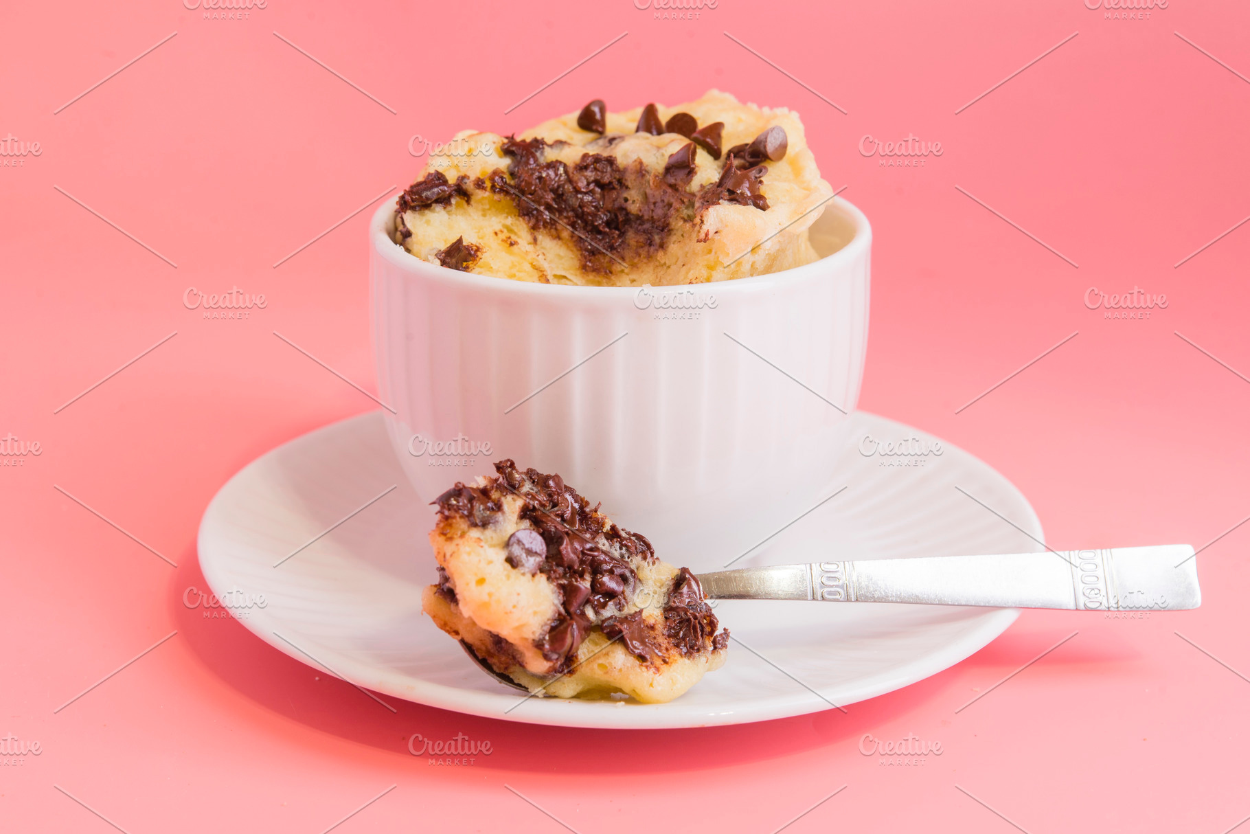 vanilla Mug cake microweved homemade close up, a Food & Drink Photo by DalaiFood