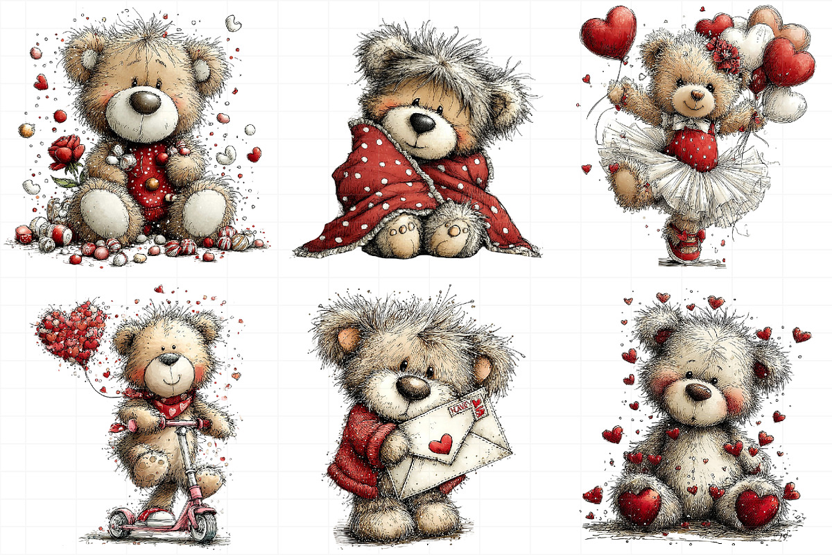 Valentine Teddy Bear Clipart, an Illustration by Daily.Designs (Photo 3 of 8)