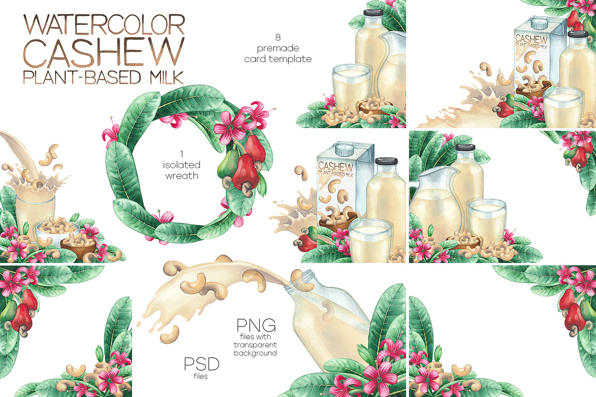 Watercolor cashew and milk, a Food Illustration by Ekaterina Glazkova (Photo 6 of 10)