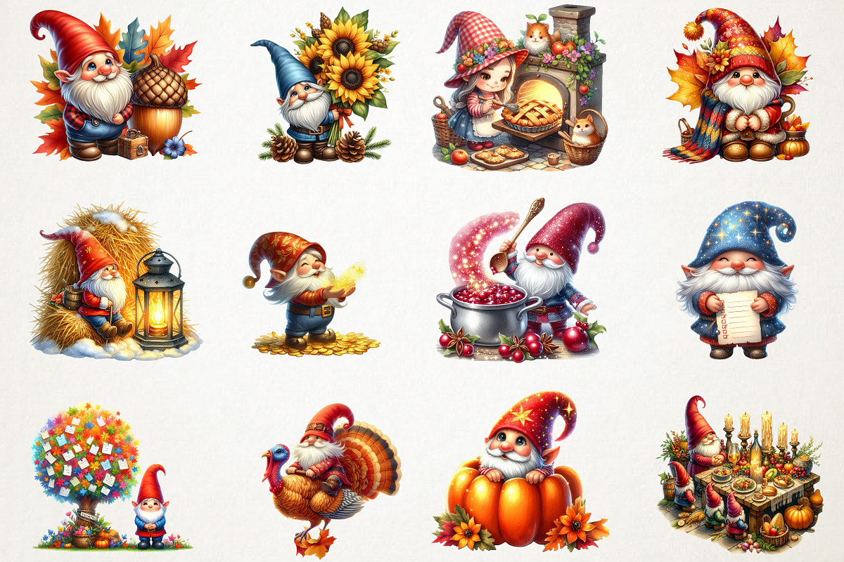 Gnome Thanksgiving Mood Clipart, an Illustration by RobertsArt (Photo 5 of 7)