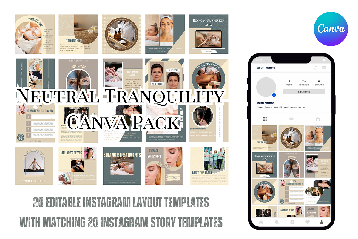 Neutral Tranquility Canva Pack, a Social Media Template by Contento BH (Photo 1 of 4)