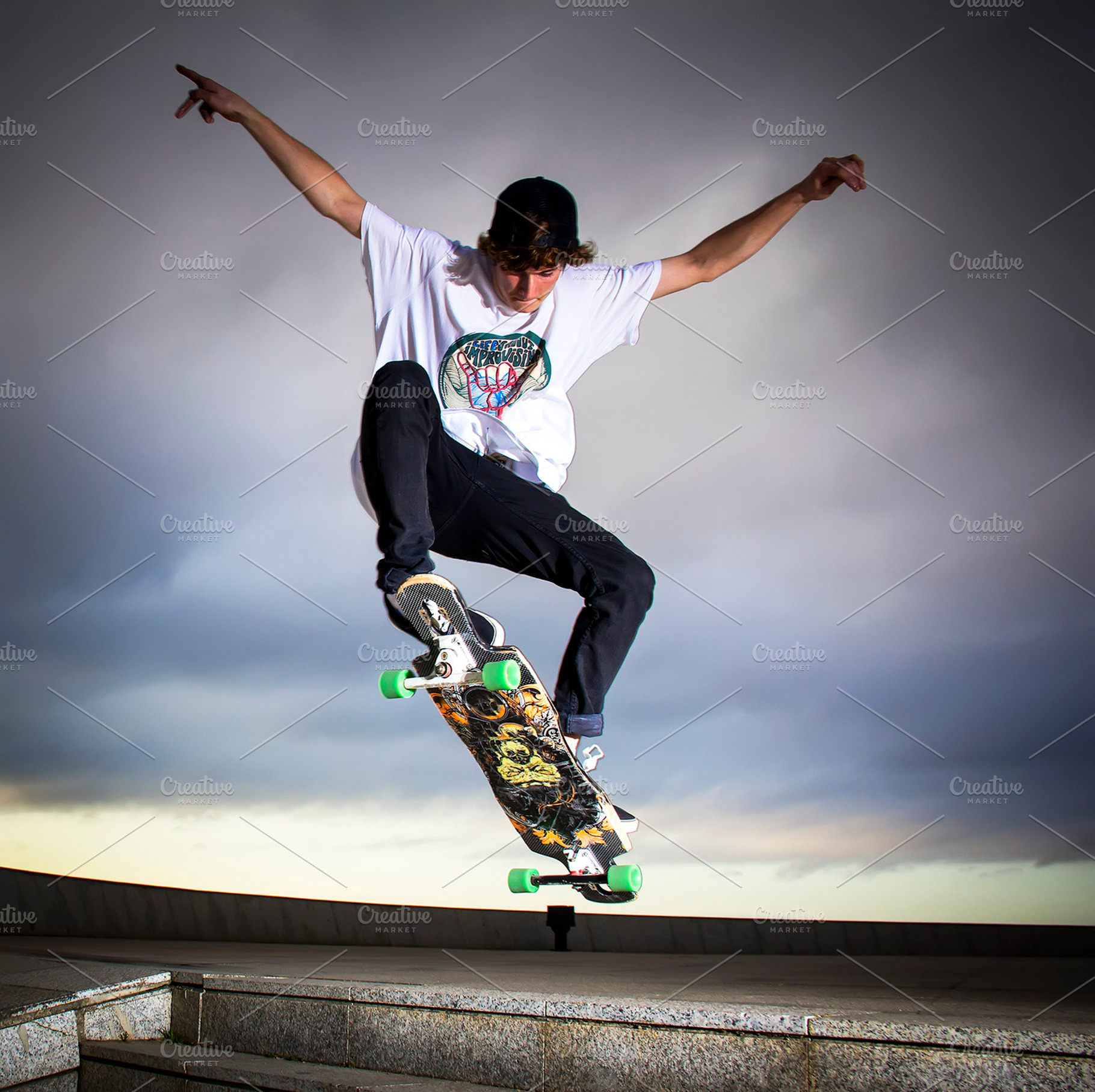Skateboarder containing action, adult, and air, a Sports & Recreation Photo by MarcoGovel