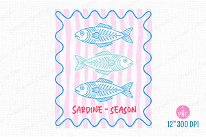 Summer Sardine Hand Drawn Line Art, an Illustration by Dream Creation