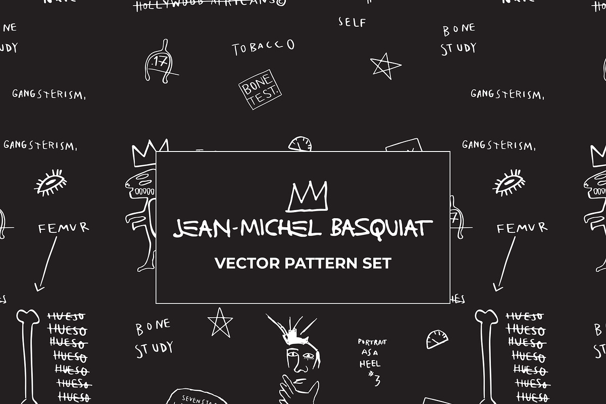 Jean Michel Basquiat Vector Set, a Pattern Graphic by La Caleya patterns (Photo 1 of 4)