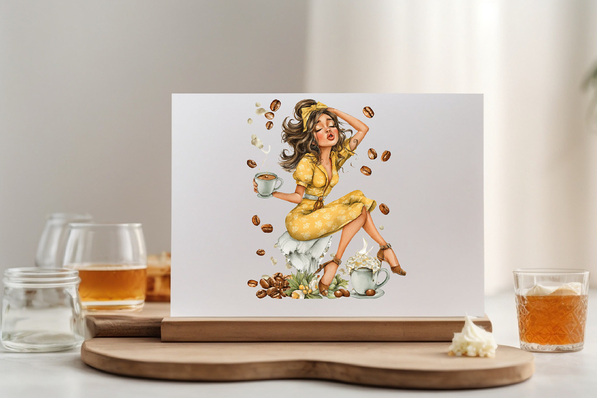 Summer Quirky Coffee Girl Clipart Bu, an Illustration by SVGArt (Photo 5 of 9)