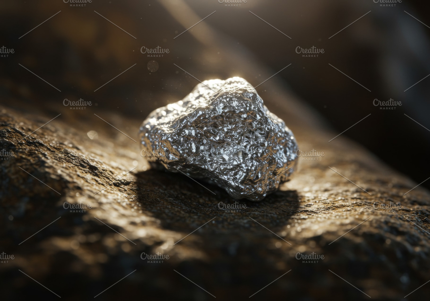 Shiny raw silver nugget resting on r, a Nature Photo by professorinc