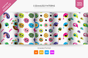 Сartoon doodles + 5 seamless pattern, an Animal Illustration by KENO Mascots (Thumbnail 2 of 7)