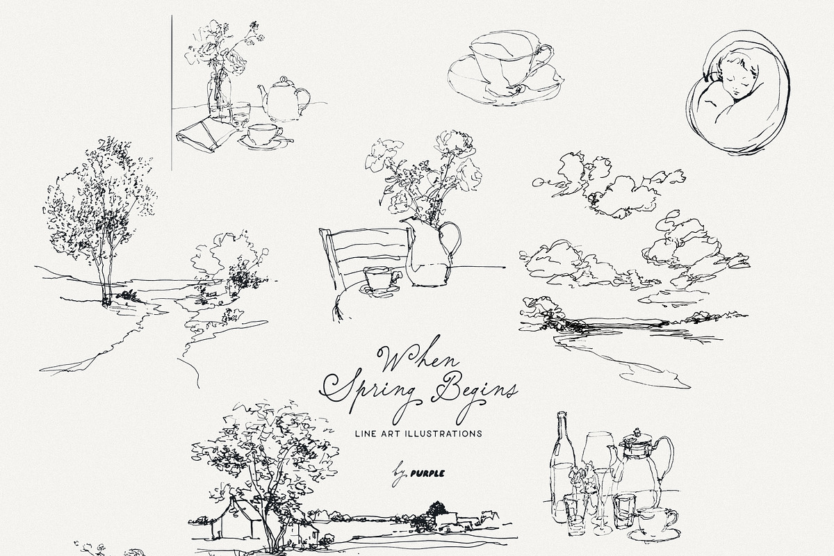 When Spring Begins: Line Art