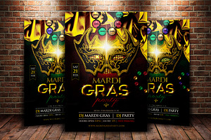 Mardi Gras Party Flyer Template