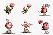 Whimsical Spring Bird Clipart, an Illustration by CreationArt (Thumbnail 2 of 6)