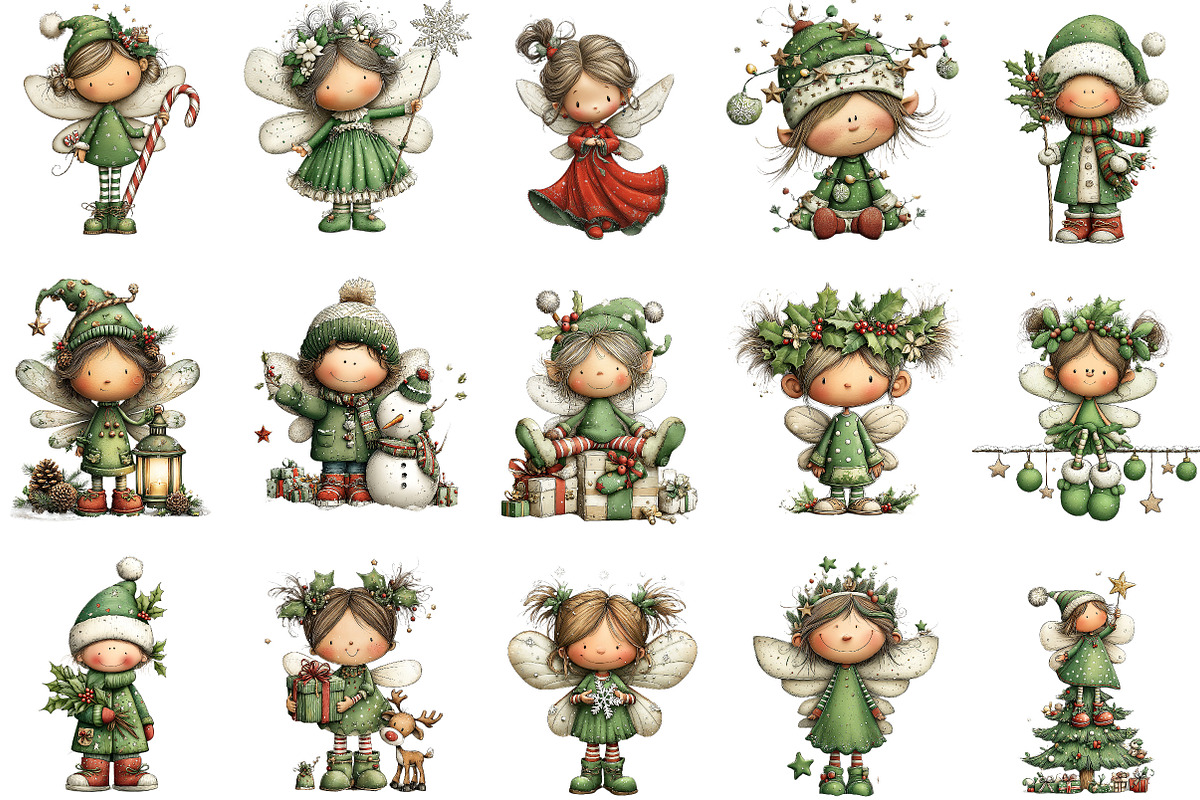 Christmas Whimsical Fairy Clipart, an Illustration by Designking (Photo 2 of 5)
