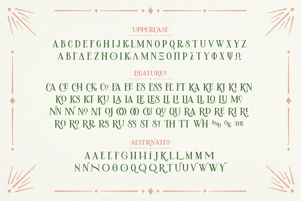 Charlot Decorative Font & Ornaments, a Font by Molly Suber Thorpe (Photo 7 of 8)