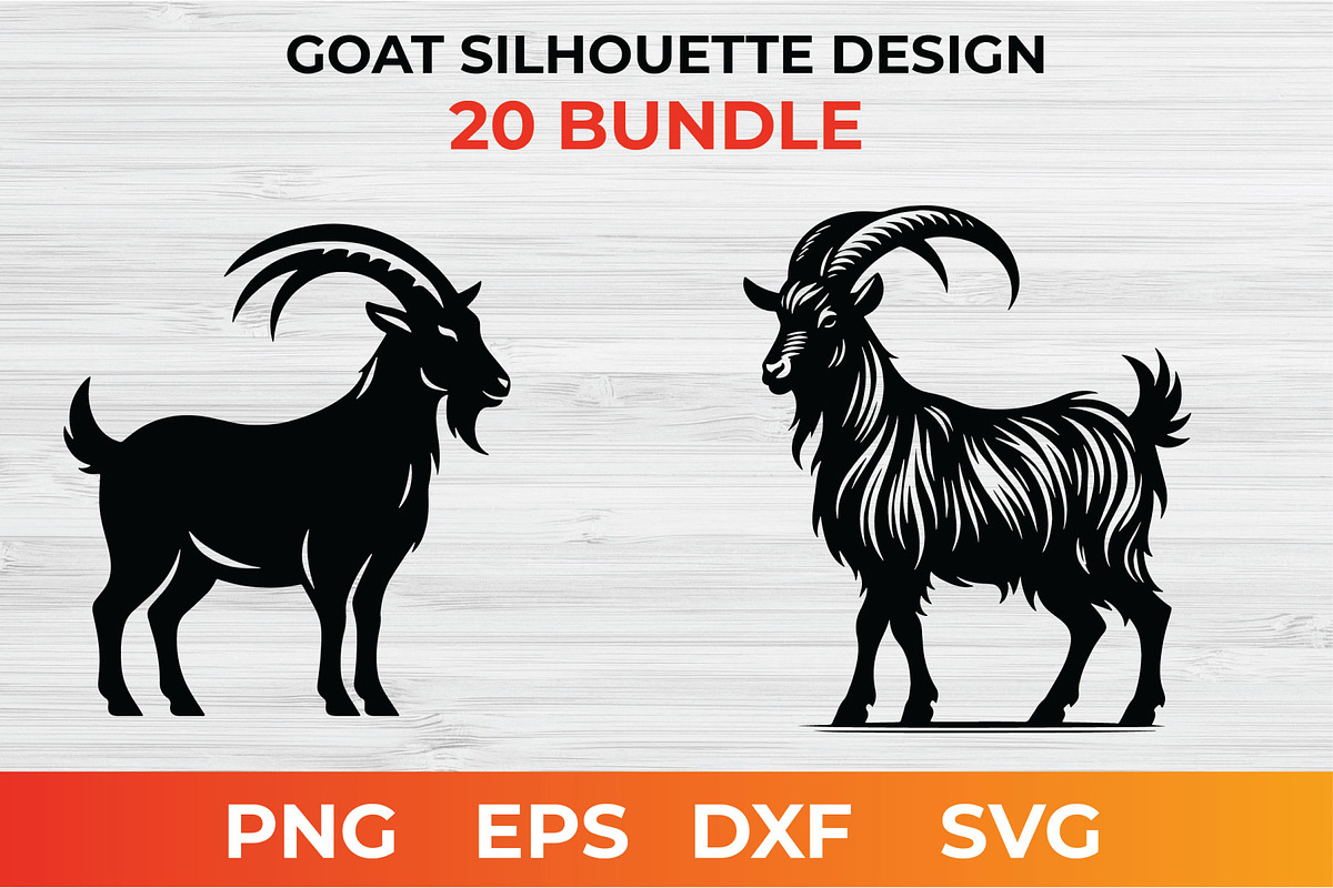 Goat Silhouette Design bundle, an Animal Illustration by bossdesigner (Photo 3 of 3)