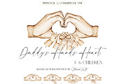 Daddys Heart Holding Hand 6 Children, an Illustration by EkaterinaViArt (Thumbnail 1 of 5)