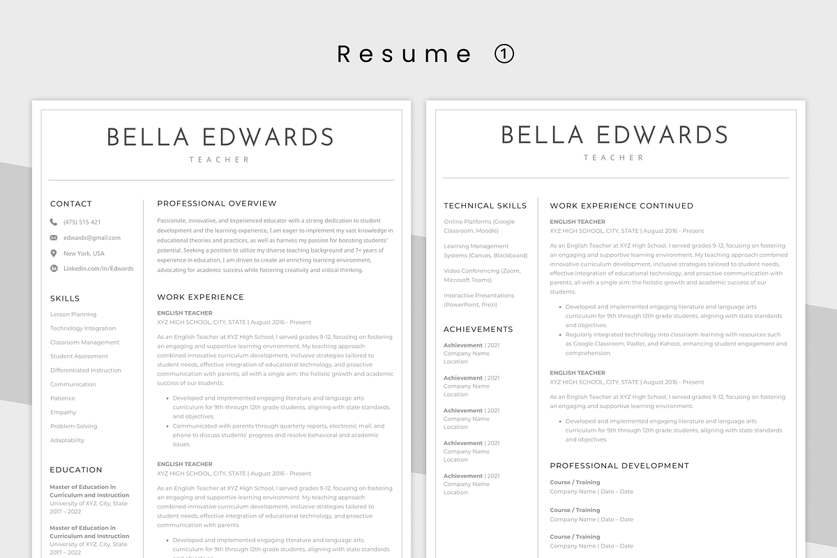 ATS Resume BUNDLE - Minimalist CV, a Resume Template by MondaySpark (Photo 4 of 10)
