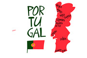 Portugal. Hand Drawn Maps With Names, an Education Illustration by Lubov Illustrations Shop (Thumbnail 5 of 7)