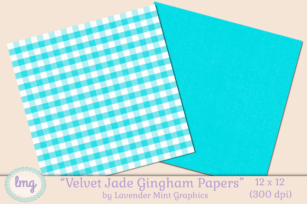 Velvet Jade Gingham Papers, a Pattern Graphic by Lavender Mint Graphics (Photo 6 of 7)