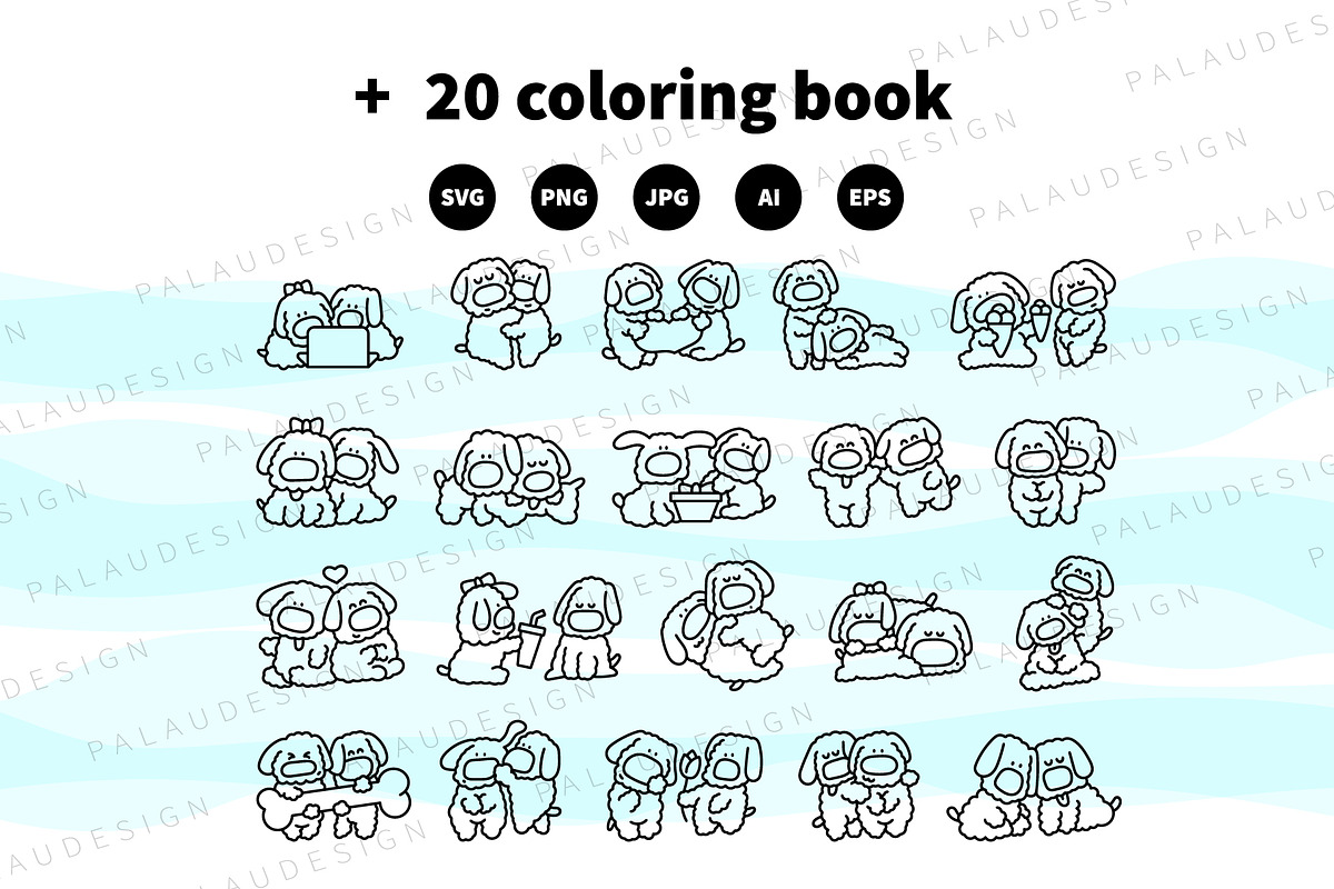 Cute Kawaii Dogs Couples Love, an Animal Illustration by Palau (Photo 11 of 12)