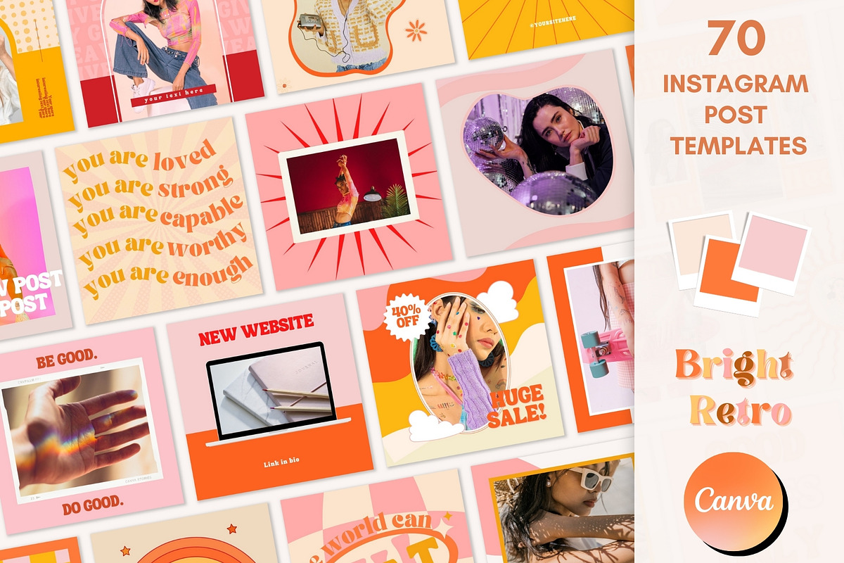 Retro Social Media Templates Canva, a Social Media Template by Boltik Studio (Photo 1 of 9)