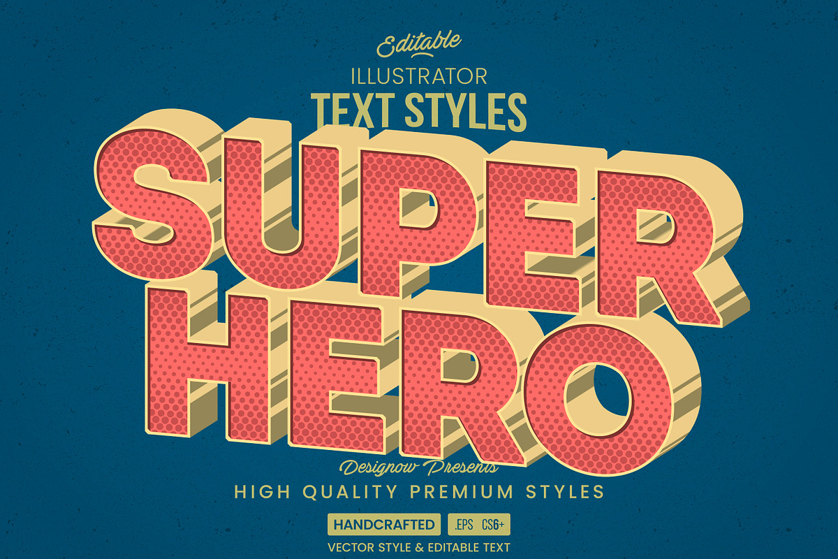 Vintage Retro Cartoon Super Hero, a Layer Style Add-On by Designow Group
