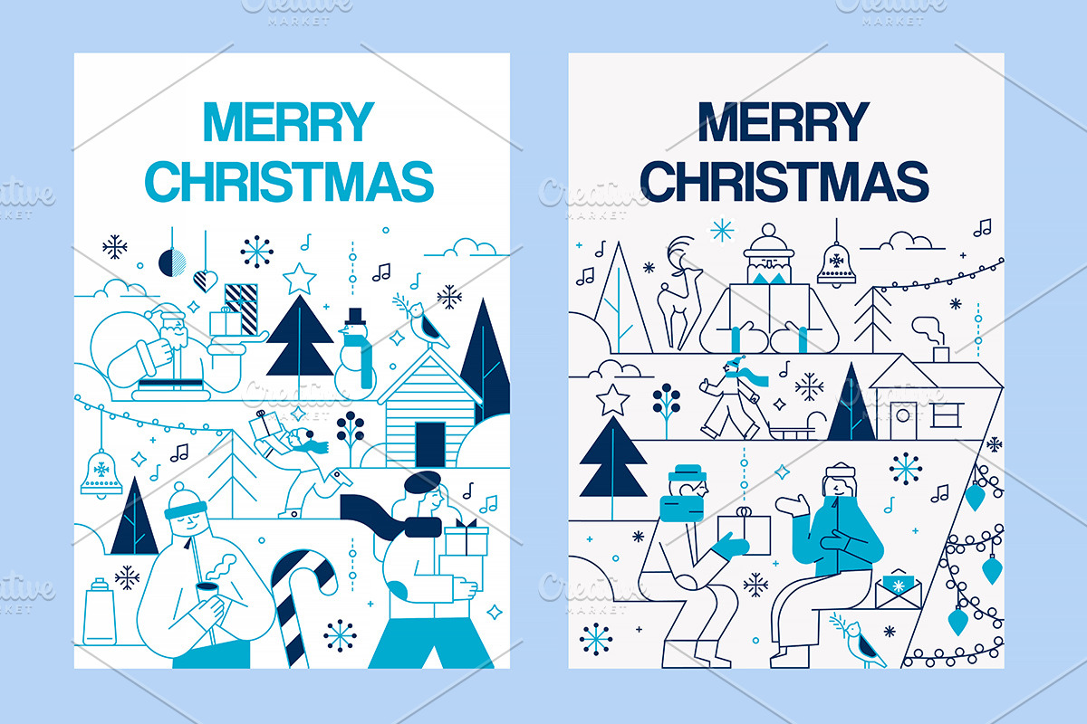 Flat Line Christmas Illustration Set, a Seasonal Illustration by Creative Graphics (Photo 2 of 12)