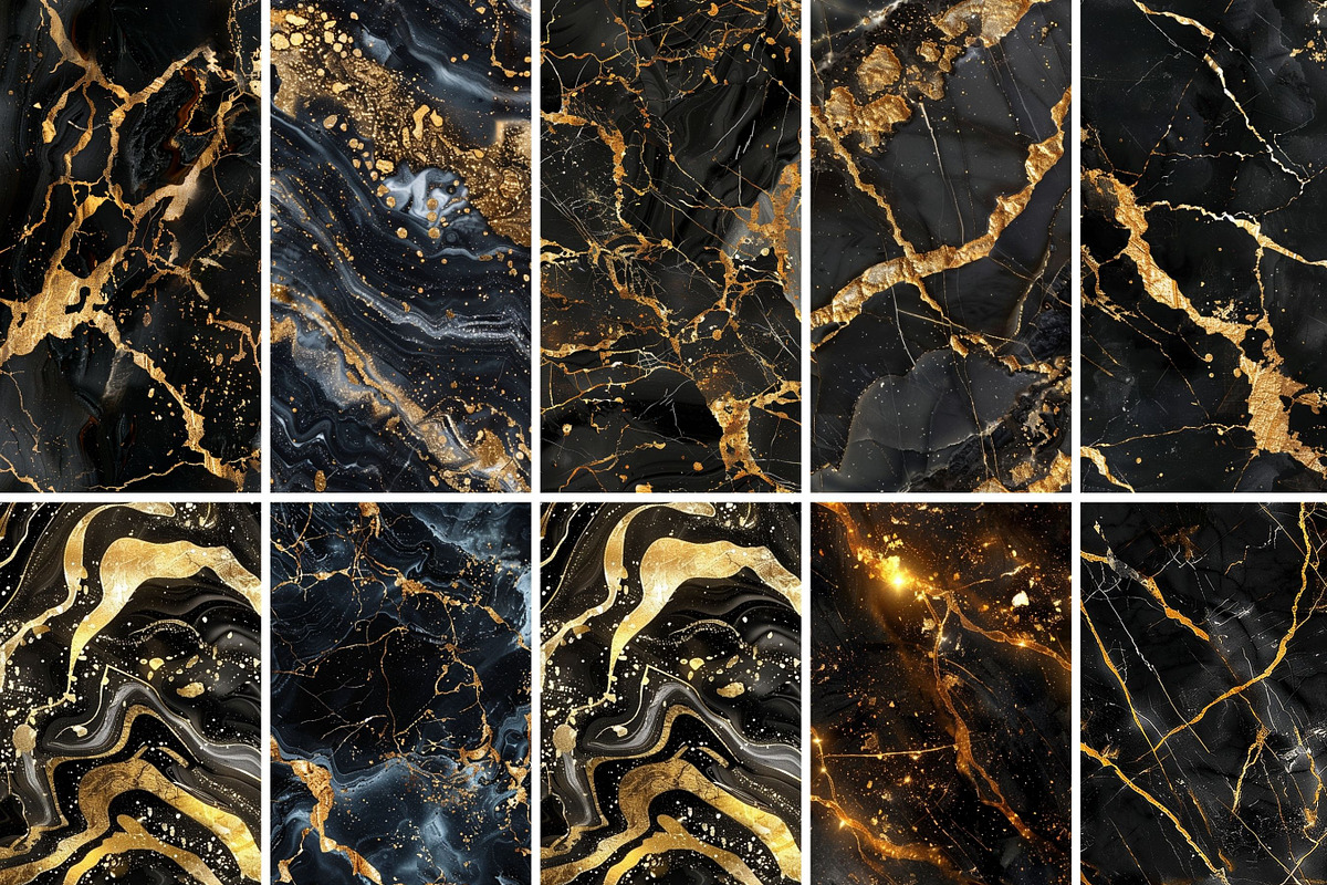 Black Gold Marble Seamless Textures, a Texture Graphic by BrushstrokeArtGB (Photo 8 of 12)