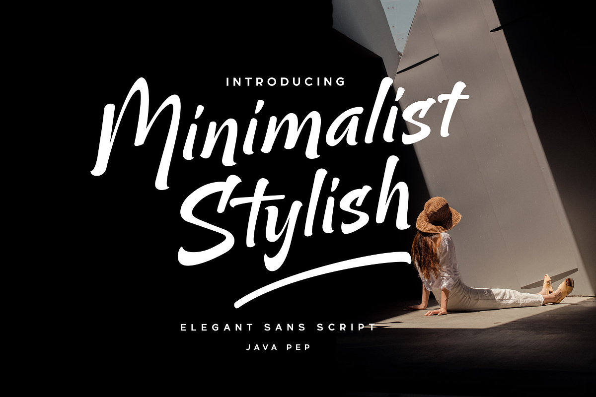 Minimalist Stylish - Sans Script, a Script Font by Java pep (Photo 1 of 11)