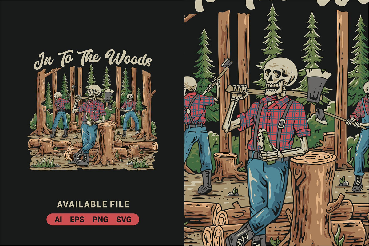 Skeleton Lumberjack Vector, an Illustration by ImoogiStudio