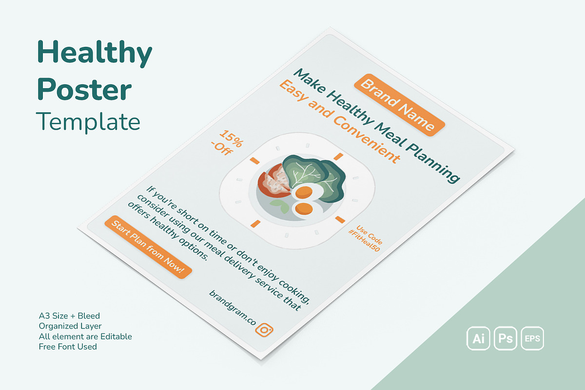 Healthy Food Poster, a Poster Template by Fannan Studio (Photo 1 of 2)