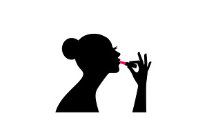 Silhouette Of Female With Lipstick