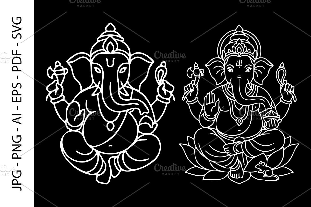 Lord Ganesha Line Art Bundle, an Object Graphic by nandinigraphics (Photo 6 of 7)