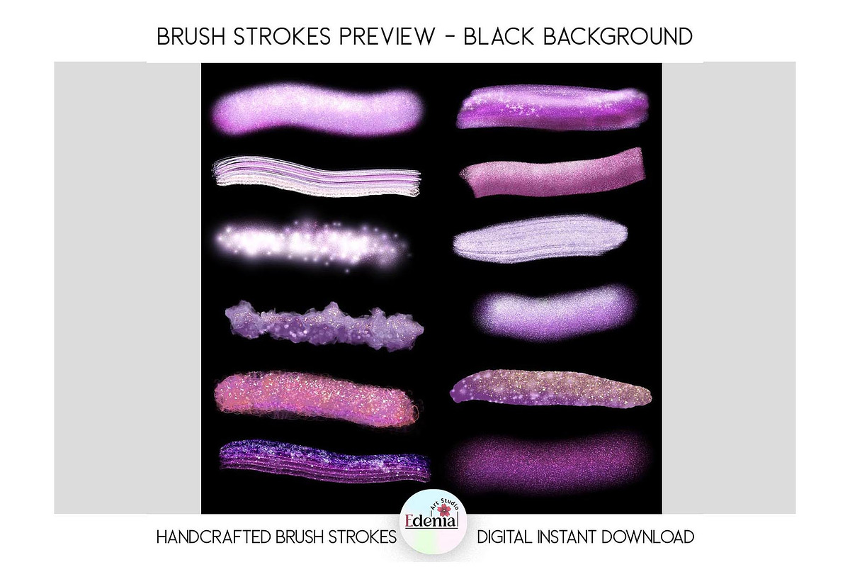 Glitter Lavender Brush Strokes PNGs, a Decorative Illustration by EdeniaArtStudio (Photo 4 of 7)